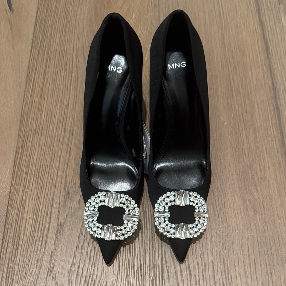 Mango Black Heels with Embellished Buckle - Picture 2 of 4